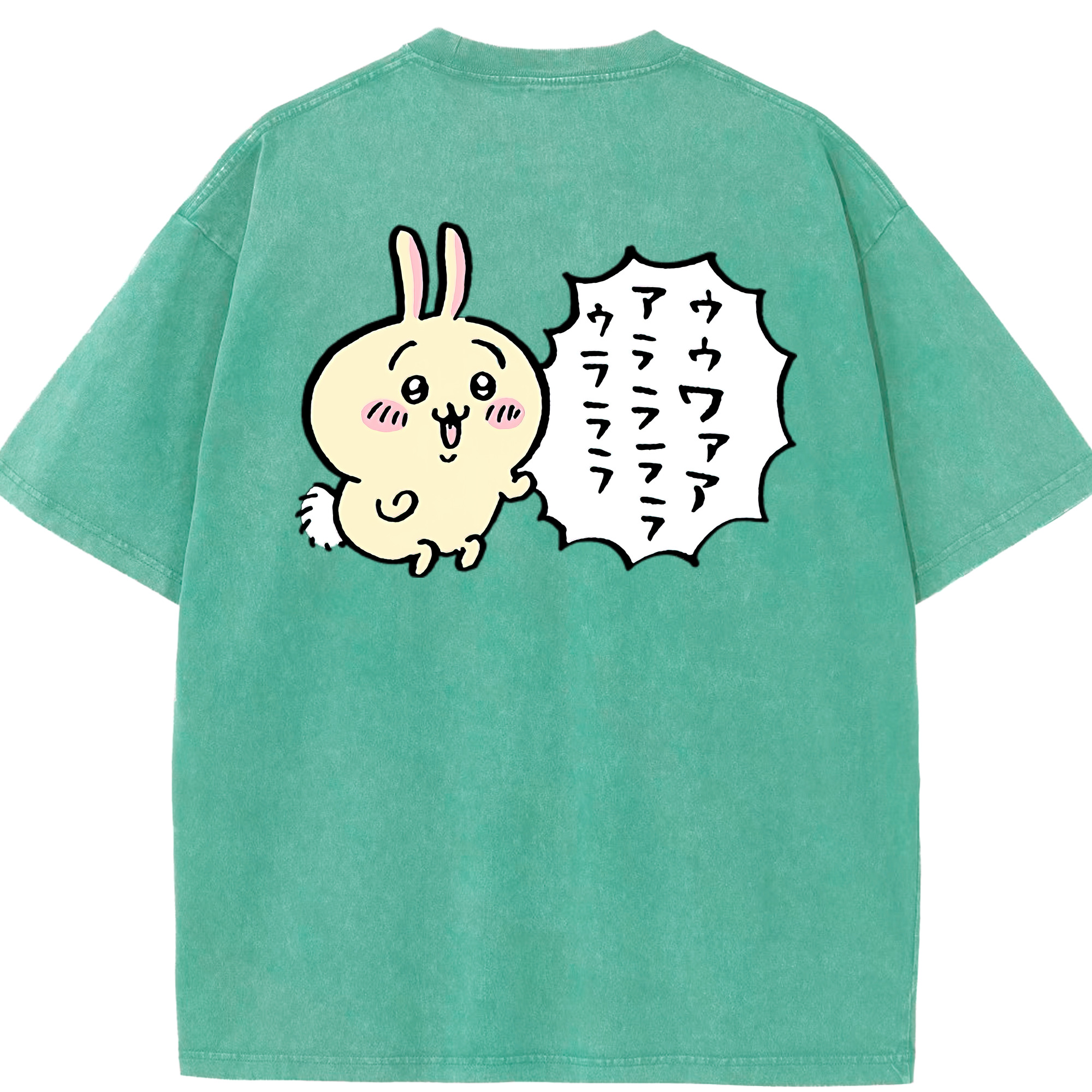 （画像用） ちいかわ うさぎ Chii-kawa usagi 綿100% ヴィンテージ風 半袖Tシャツ（背面プリント）